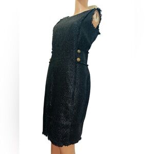 DARLING LONDON SHIMMER TWEED DULCIE DRESS WOMENS SLEEVELESS METALLIC BLACK SZ 10